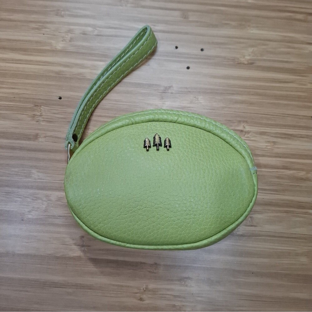 Portland Leather Goods Roswell Pouch Large Green Pebbled Leather Wristlet Bag